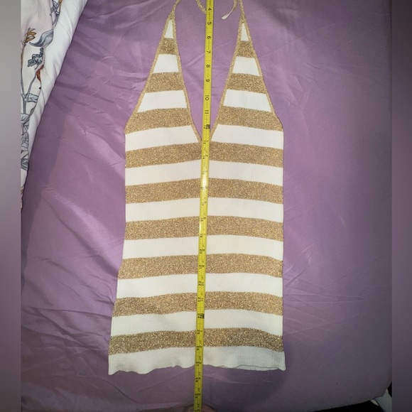 Dolce & Gabbana Metallic Stripe Rib Knit Halter Top Size 42 (EU) 6-8 est. US - Picture 7 of 12